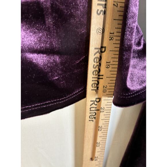 Express Velvet Ruched Crop Top Plum Long Sleeve Sweetheart Size M Dark Coquette - Picture 9 of 9